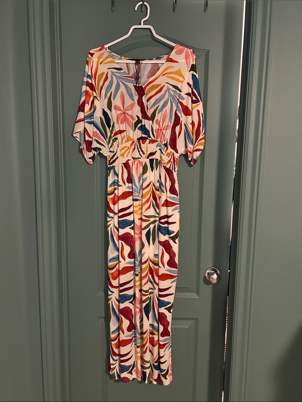 CHARLIE B Multi-Color Tropical Leaf Maxi Dress